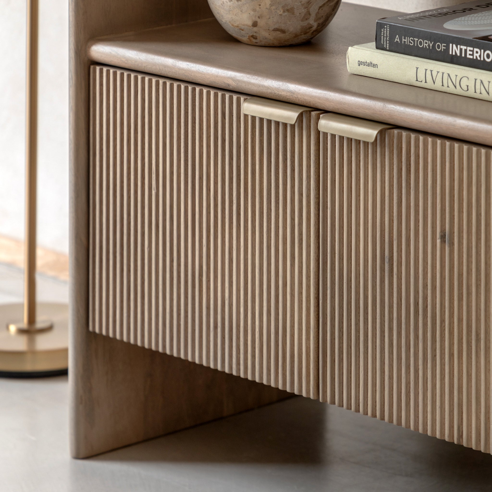 Colonna Open Display Unit - Open Display Unit Natural Mango Wood / Brass Sterling Home 3