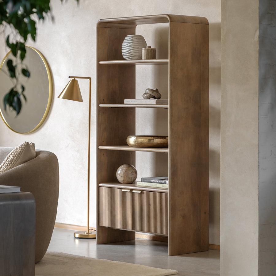 Colonna Open Display Unit - Open Display Unit Natural Mango Wood / Brass Sterling Home 2