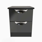 Colton 2 Drawer Bedside Cabinet - 2 Drawer Bedside Cabinet Sterling Home BGBM - Black Gloss & Black 19