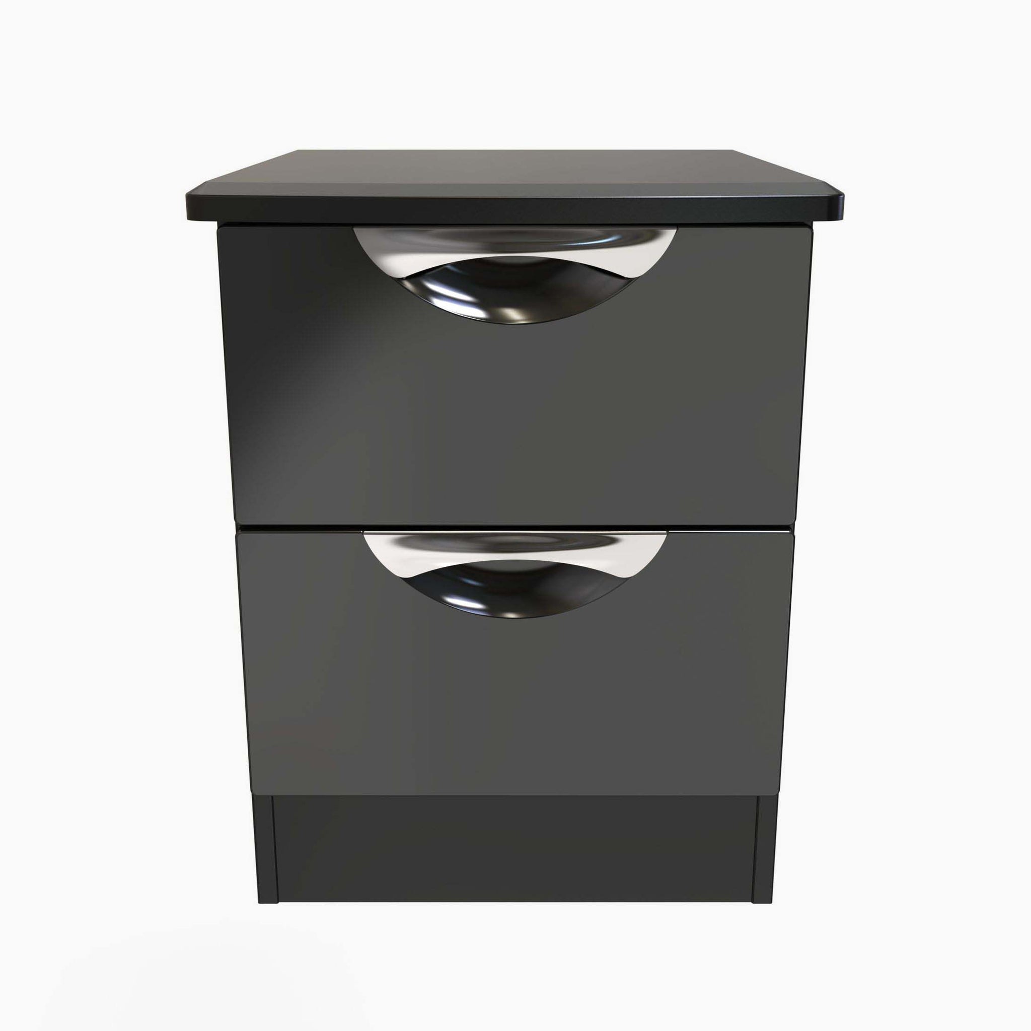 Colton 2 Drawer Bedside Cabinet - 2 Drawer Bedside Cabinet Sterling Home BGBM - Black Gloss & Black 19
