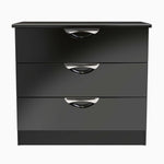 Colton 3 Deep Drawer Cabinet - 3 Drawer Deep Chest Sterling Home BGBM - Black Gloss & Black 17