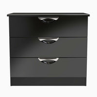Colton 3 Deep Drawer Cabinet - 3 Drawer Deep Chest Sterling Home BGBM - Black Gloss & Black 17