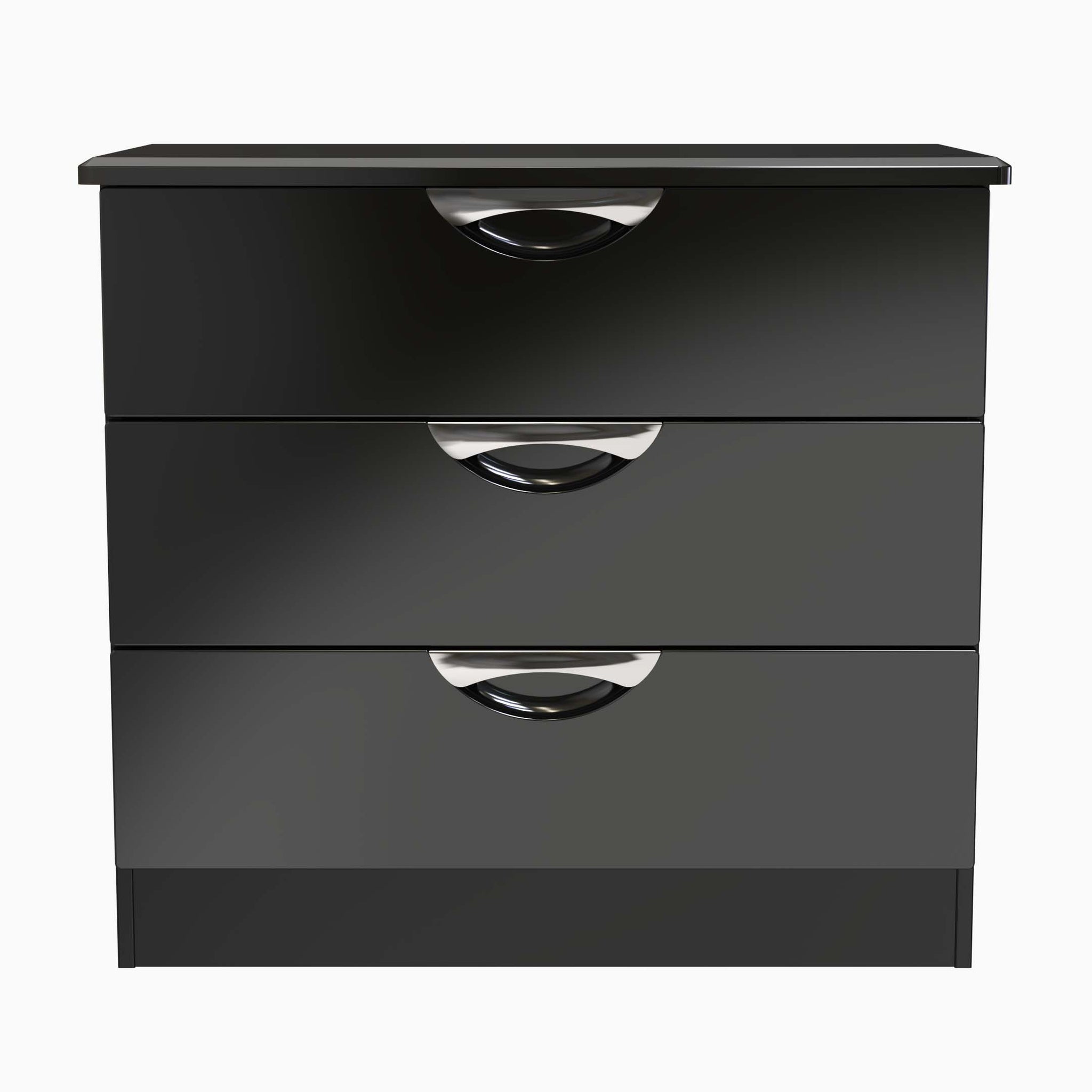 Colton 3 Deep Drawer Cabinet - 3 Drawer Deep Chest Sterling Home BGBM - Black Gloss & Black 17
