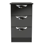 Colton 3 Bedside Cabinet - 3 Drawer Bedside Cabinet Sterling Home BGBM - Black Gloss & Black 13