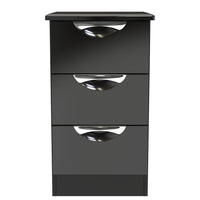 Colton 3 Bedside Cabinet - 3 Drawer Bedside Cabinet Sterling Home BGBM - Black Gloss & Black 13