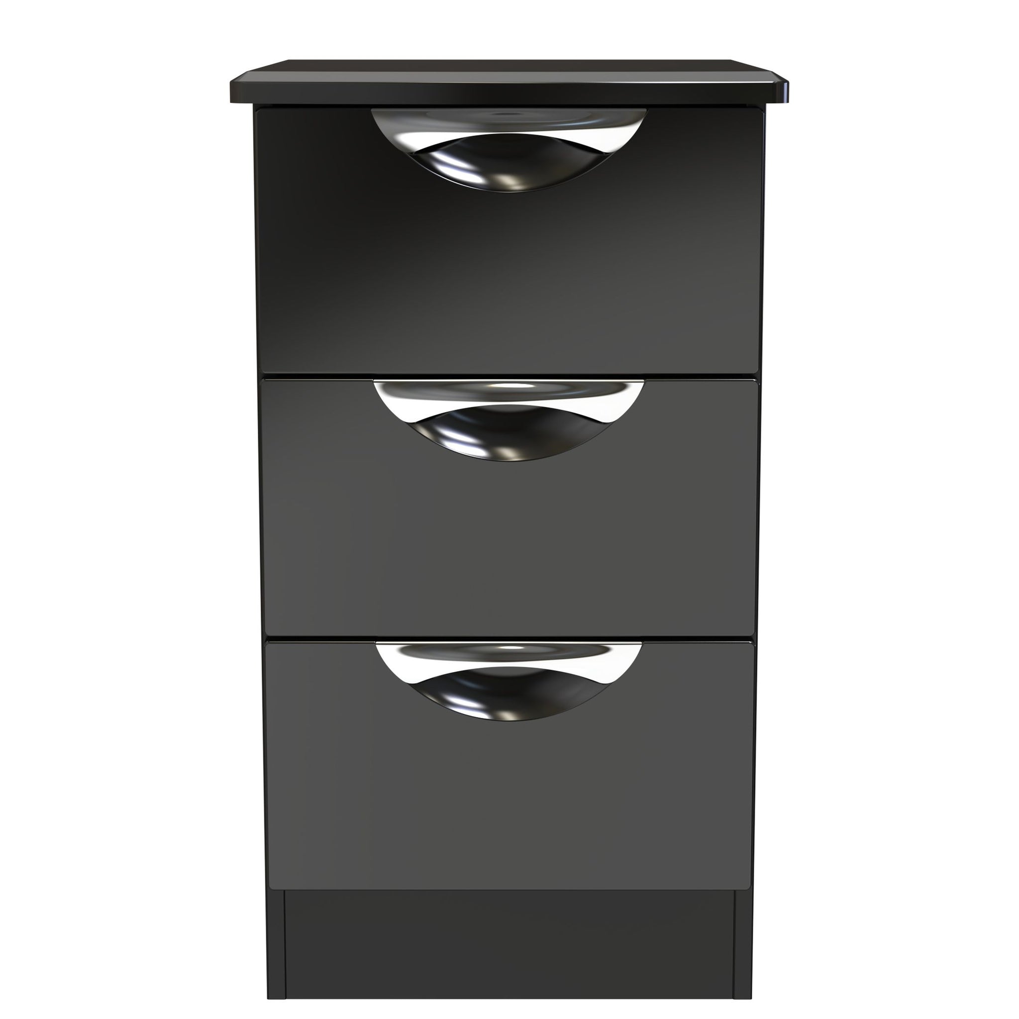 Colton 3 Bedside Cabinet - 3 Drawer Bedside Cabinet Sterling Home BGBM - Black Gloss & Black 13