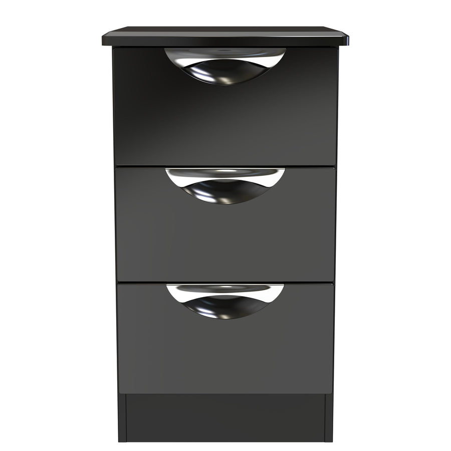Colton 3 Bedside Cabinet - 3 Drawer Bedside Cabinet Sterling Home 1 BGBM - Black Gloss & Black
