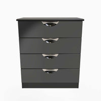 Colton 4 Deep Drawer Cabinet - 4 Drawer Deep Chest Sterling Home BGBM - Black Gloss & Black 7