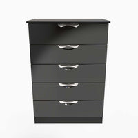 Colton 5 Chest of Drawers - 5 Drawer Chest Sterling Home BGBM - Black Gloss & Black 11