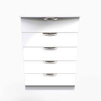 Colton 5 Chest of Drawers - 5 Drawer Chest Sterling Home WGW - White Gloss & White 1