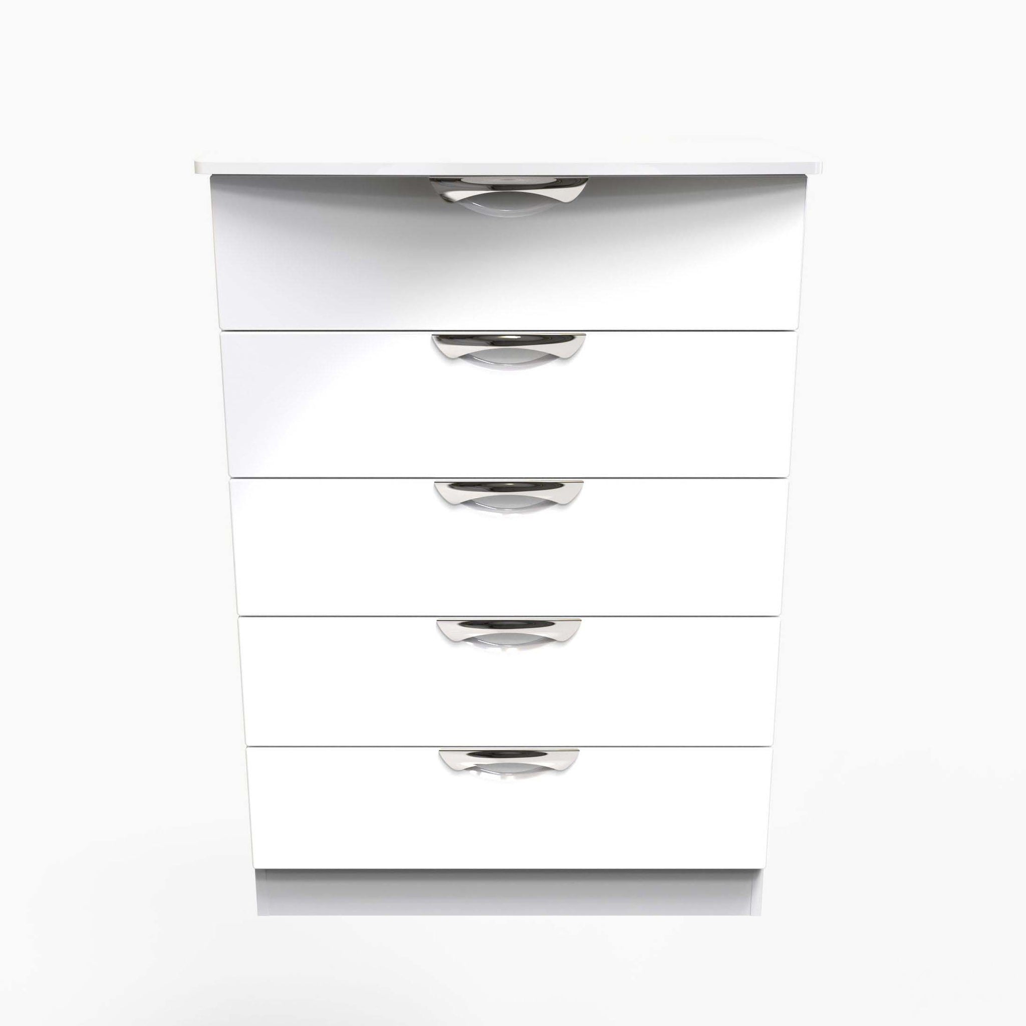 Colton 5 Chest of Drawers - 5 Drawer Chest Sterling Home WGW - White Gloss & White 1