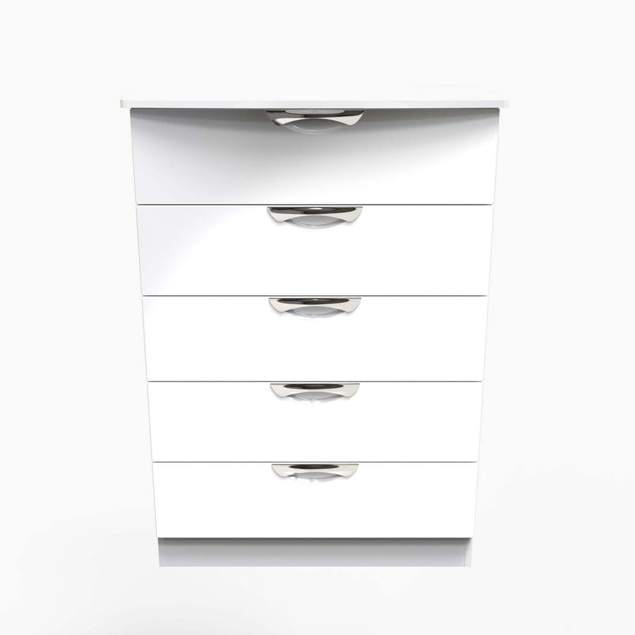 Colton 5 Chest of Drawers - 5 Drawer Chest Sterling Home WGW - White Gloss & White 1