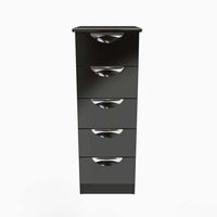 Colton 5 Drawer Tall Cabinet - 5 Drawer Tallboy Sterling Home BGBM - Black Gloss & Black 18