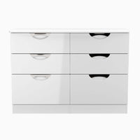 Colton 6 Drawer Wide Cabinet - 6 Drawer Wide Chest Sterling Home WGW - White Gloss & White 7