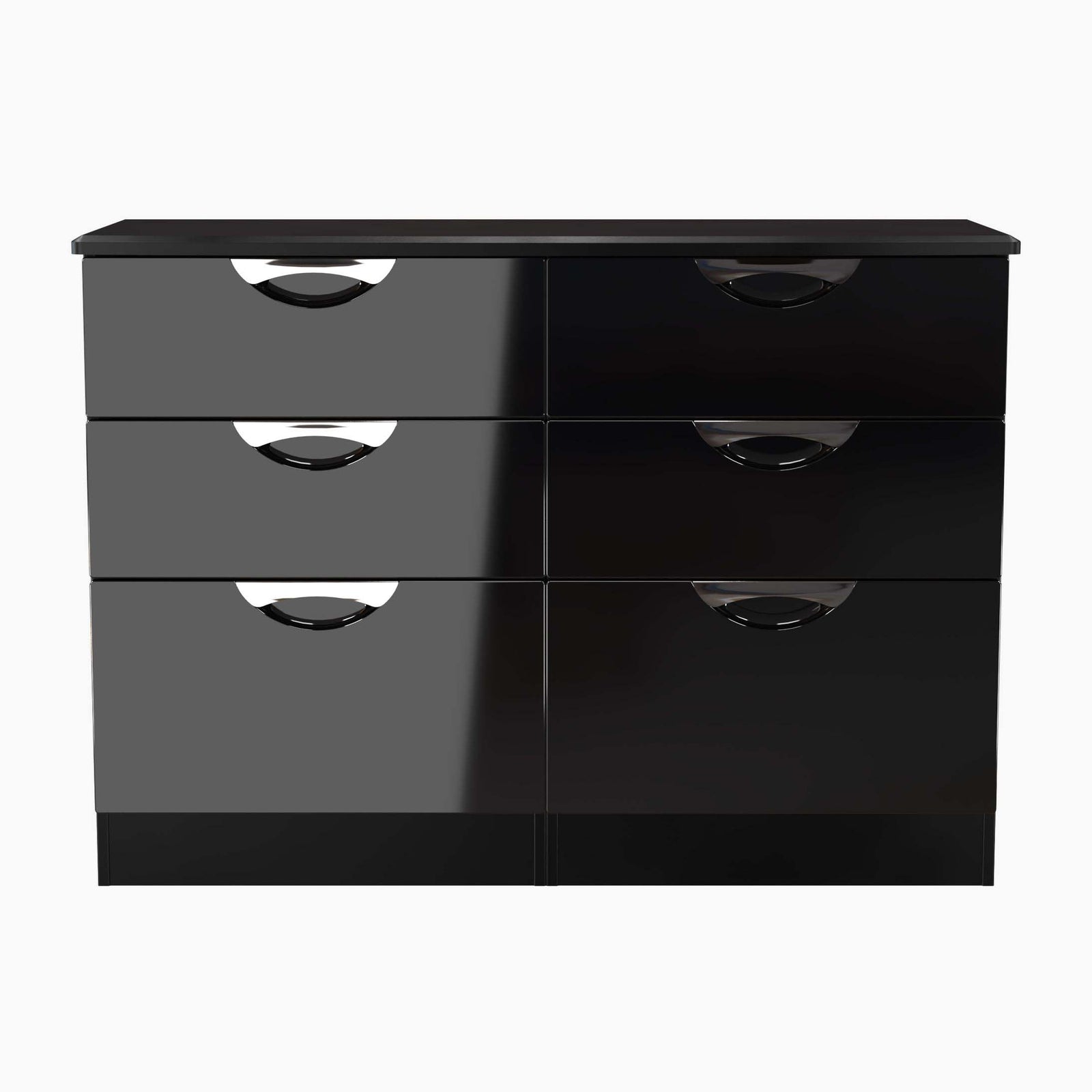 Colton 6 Drawer Wide Chest - 6 Drawer Wide Chest Sterling Home 1 BGBM - Black Gloss & Black