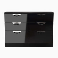 Colton 6 Drawer Wide Cabinet - 6 Drawer Wide Chest Sterling Home BGBM - Black Gloss & Black 17
