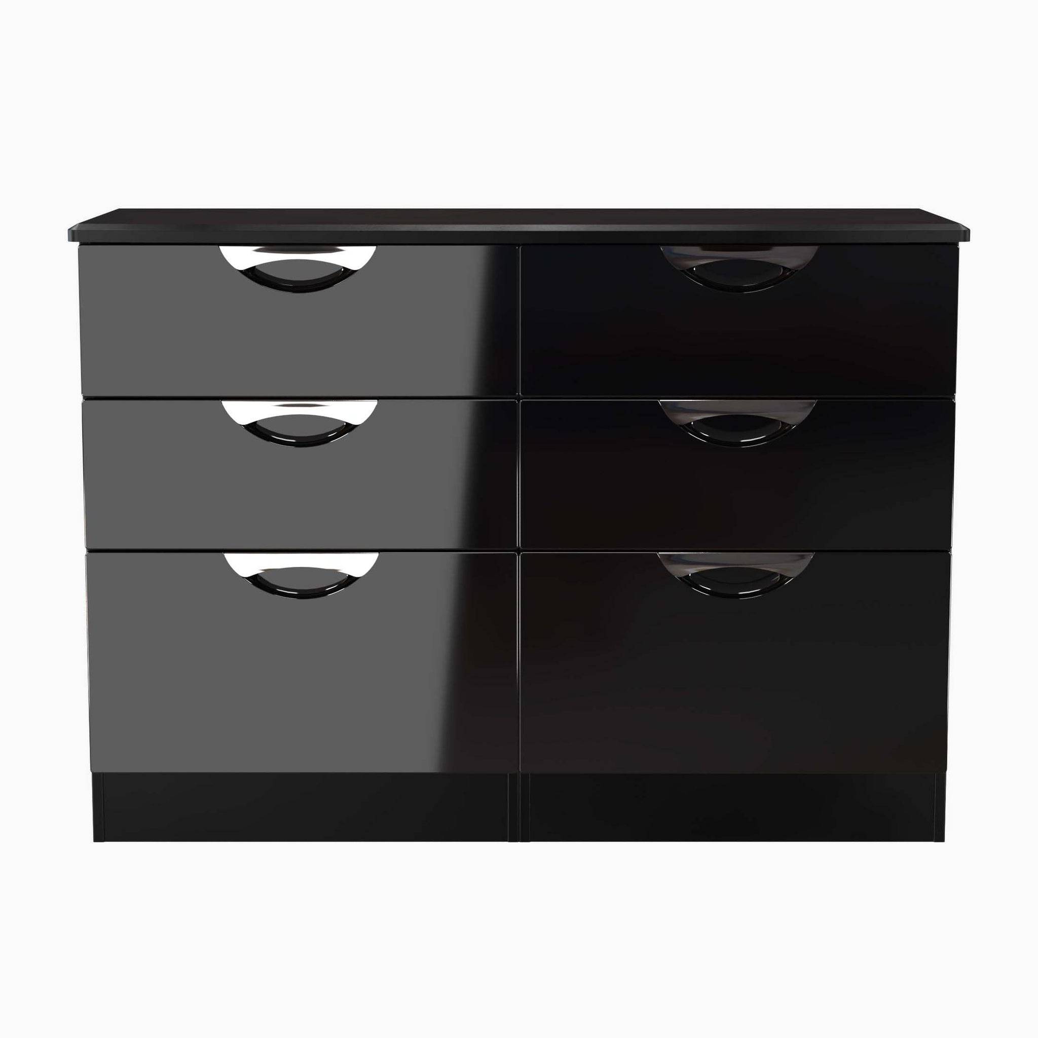 Colton 6 Drawer Wide Cabinet - 6 Drawer Wide Chest Sterling Home BGBM - Black Gloss & Black 17