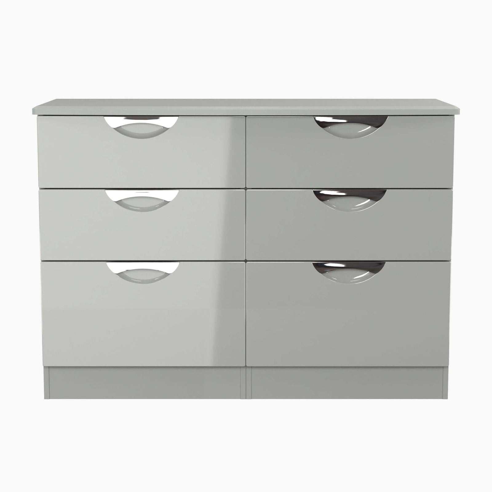 Colton 6 Drawer Wide Chest - 6 Drawer Wide Chest Sterling Home 7 GGDG - Grey Gloss & Dusk Grey