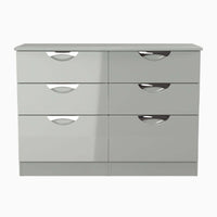 Colton 6 Drawer Wide Cabinet - 6 Drawer Wide Chest Sterling Home GGDG - Grey Gloss & Dusk Grey 1