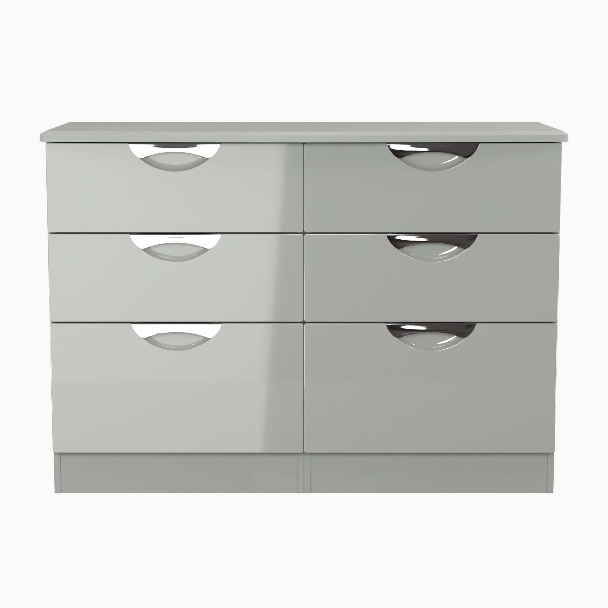 Colton 6 Drawer Wide Cabinet - 6 Drawer Wide Chest Sterling Home GGDG - Grey Gloss & Dusk Grey 1