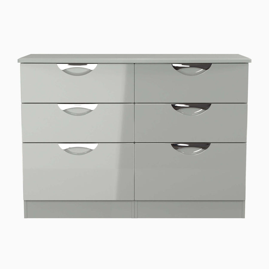 Colton 6 Drawer Wide Cabinet - 6 Drawer Wide Chest Sterling Home GGDG - Grey Gloss & Dusk Grey 1