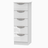 Colton 5 Drawer Tall Cabinet - 5 Drawer Tallboy Sterling Home WGW - White Gloss & White 7