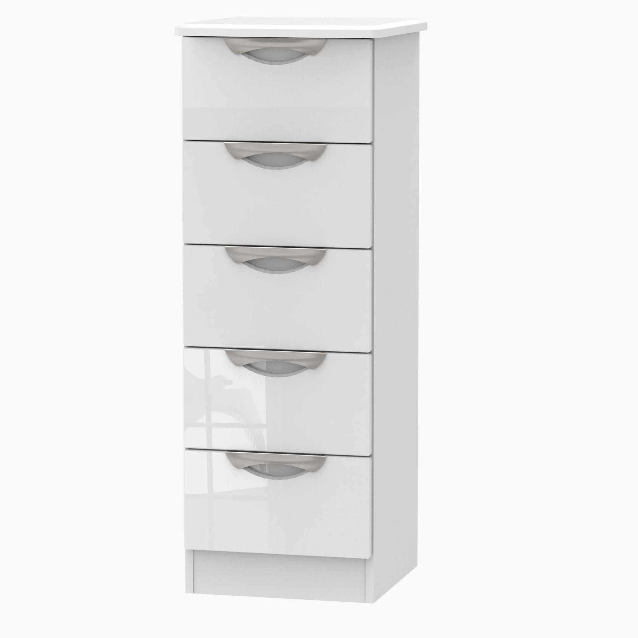 Colton 5 Drawer Tall Cabinet - 5 Drawer Tallboy Sterling Home WGW - White Gloss & White 7