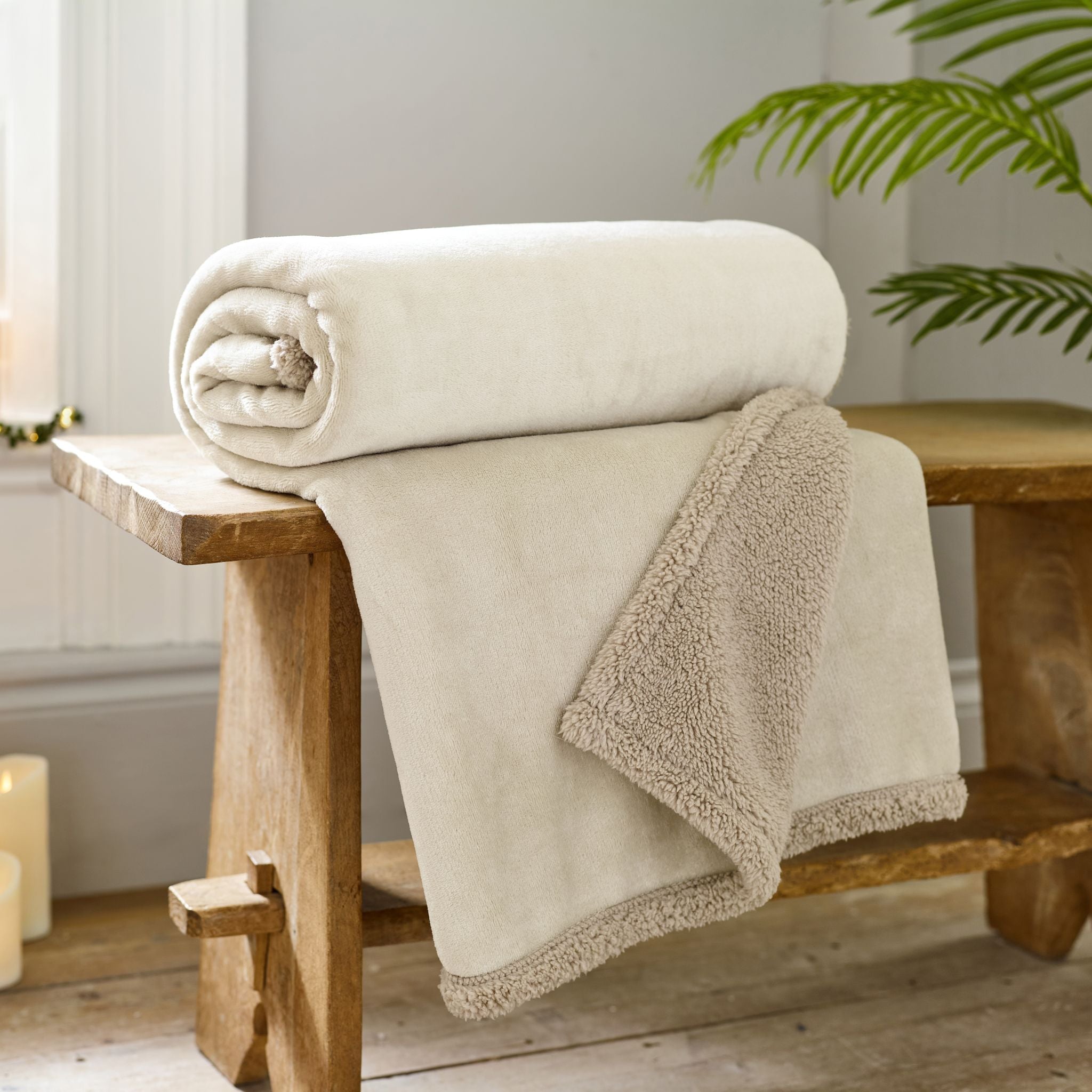 Hazelwood Sherpa Grey Throw - DISC Hazelwood Sherpa Throw Oyster Grey Sterling Home 1