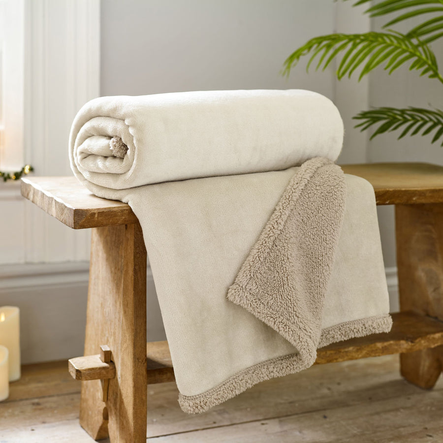 Hazelwood Sherpa Grey Throw - DISC Hazelwood Sherpa Throw Oyster Grey Sterling Home 1