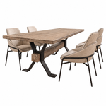 Dakota Large Dining Table & 4 Beige Dining Chairs Set Sterling Home 1