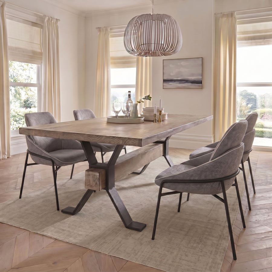 Dakota Large Dining Table & 4 Grey Dining Chairs Set Sterling Home 2
