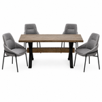 Dakota Medium Dining Table & 4 Grey Dining Chairs Set Sterling Home 1