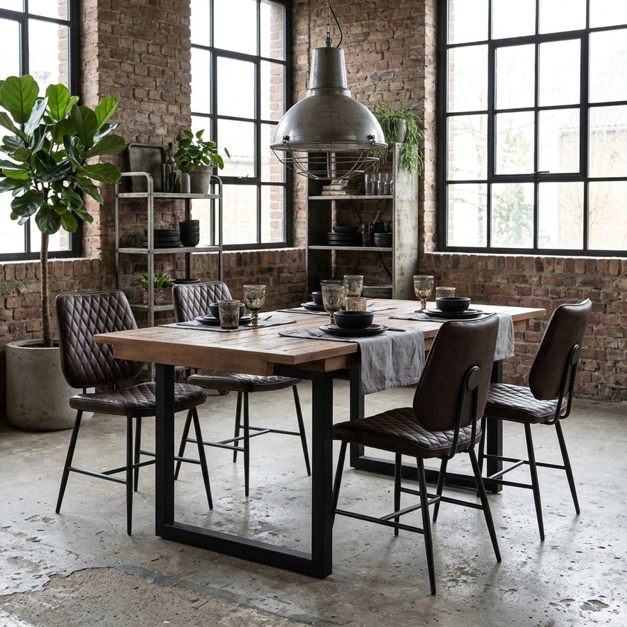Detroit Extending Dining Table & 4 Starley Dining Chairs Set Sterling Home 2