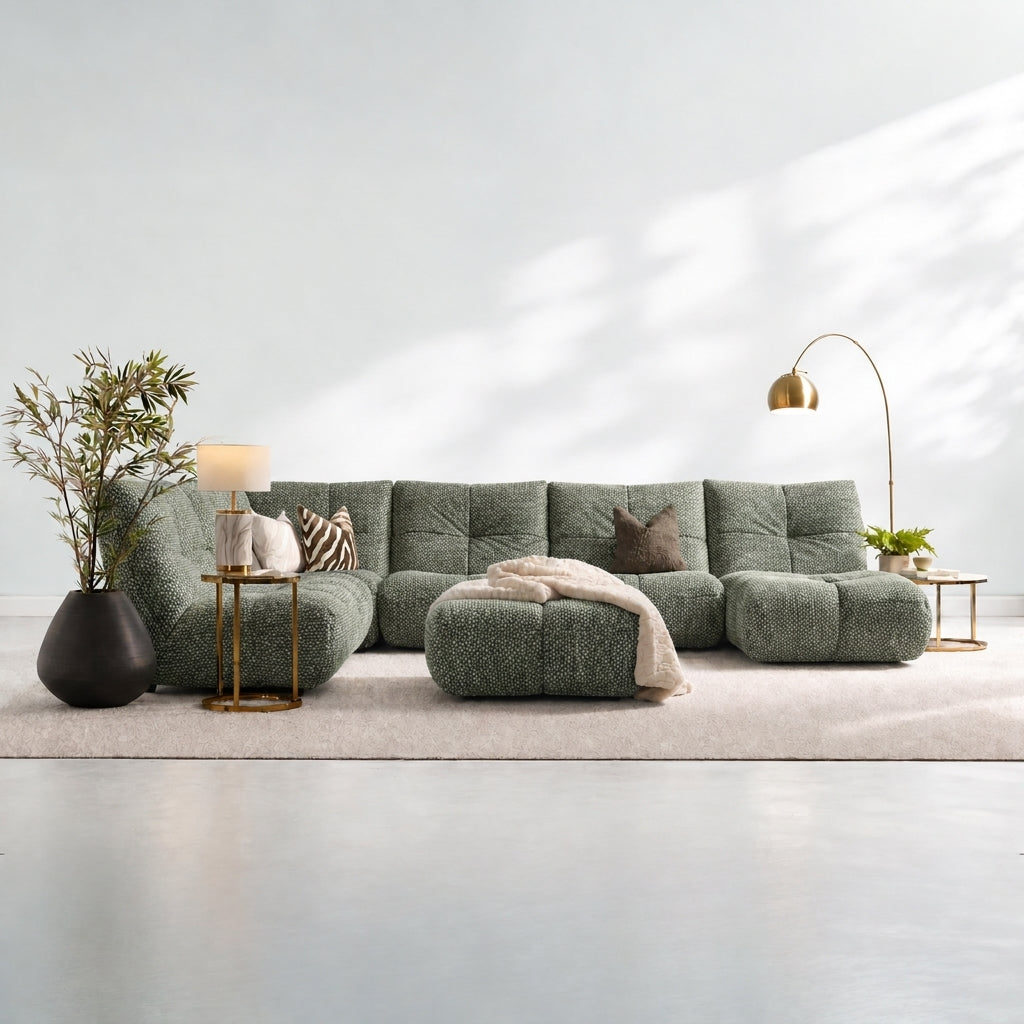 Comet Corner Sofa - Combination 1 - Corner Sofa Group With Footstool Fabric — FAB-CCA-350 OLIVE GREEN, gallery image 1