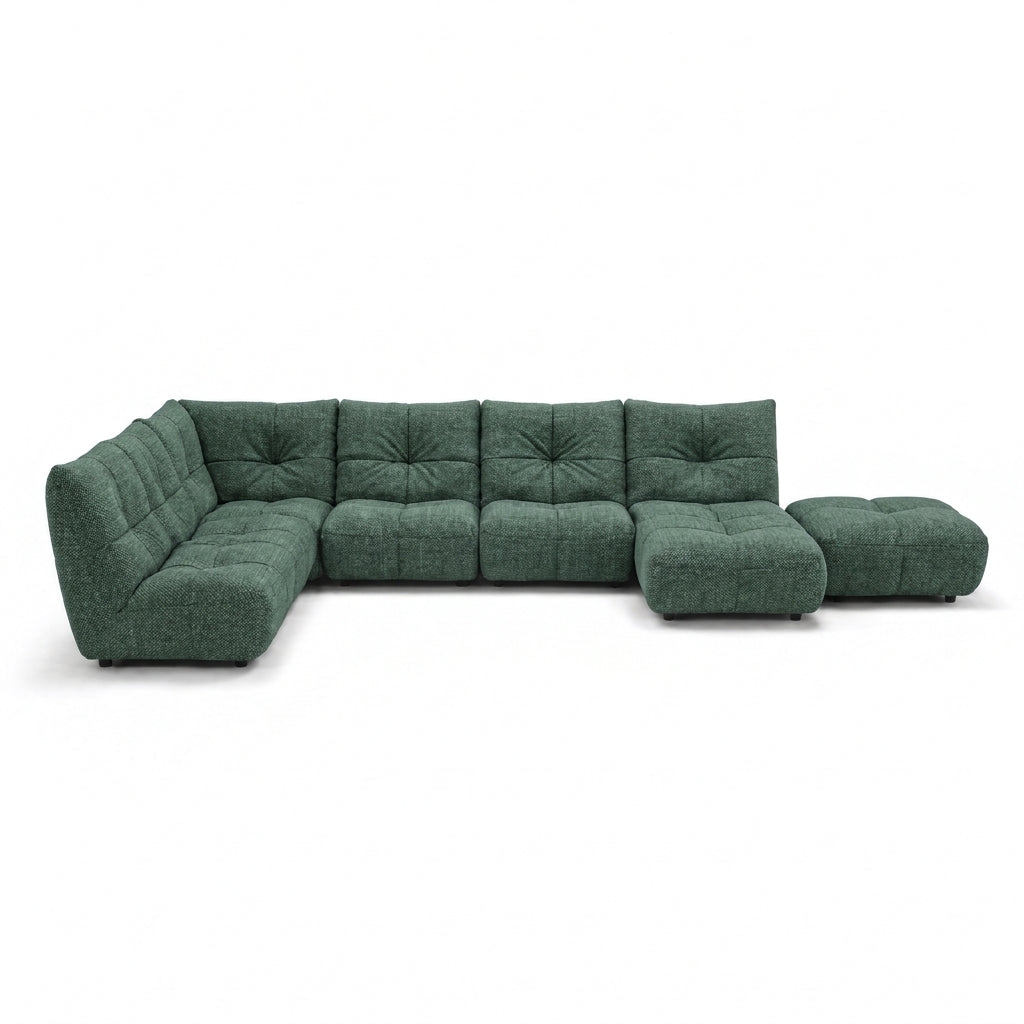 Comet Corner Sofa - Combination 1 - Corner Sofa Group With Footstool Fabric Corner Sofas Sterling Home 24 FAB-NDO-21 GREEN