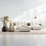 Comet Corner Sofa - Combination 1 - Corner Sofa Group With Footstool Fabric — FAB-VIS-102 PEARL, gallery image 1