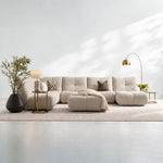 Comet Corner Sofa - Combination 1 - Corner Sofa Group With Footstool Fabric — FAB-VIS-120 NATURAL, gallery image 1