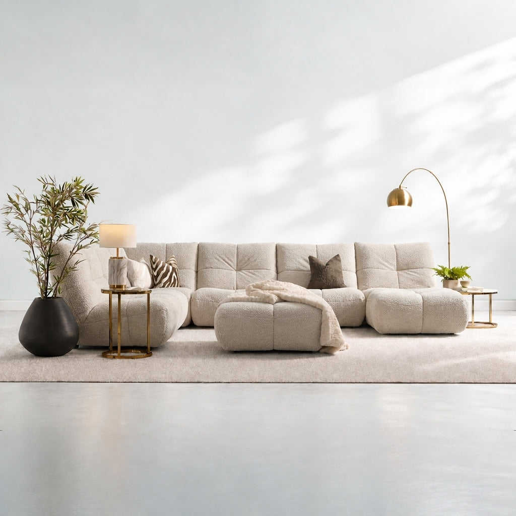 Comet Corner Sofa - Combination 1 - Corner Sofa Group With Footstool Fabric — FAB-VIS-120 NATURAL, gallery image 1