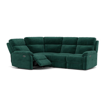 Fara Small Corner Recliner Sofa - Combination 5 2 Corner 1 with 2 Power Recliners Fabric - Left Hand Facing - Power Recliner with USB Corner Sofas Sterling Home 13 FAB-MEG-37 EMERALD GREEN