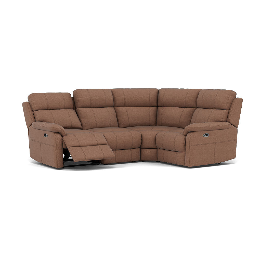 Fara Small Corner Recliner Sofa - Combination 4 1 Corner 2 with 2 Power Recliners Fabric - Right Hand Facing - Power Recliner with USB Corner Sofas Sterling Home 7 BFA-BLJ-04 TOBACCO