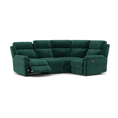 Fara Small Corner Recliner Sofa - Combination 4 1 Corner 2 with 2 Power Recliners Fabric - Right Hand Facing - Power Recliner with USB Corner Sofas Sterling Home 15 FAB-MEG-37 EMERALD GREEN