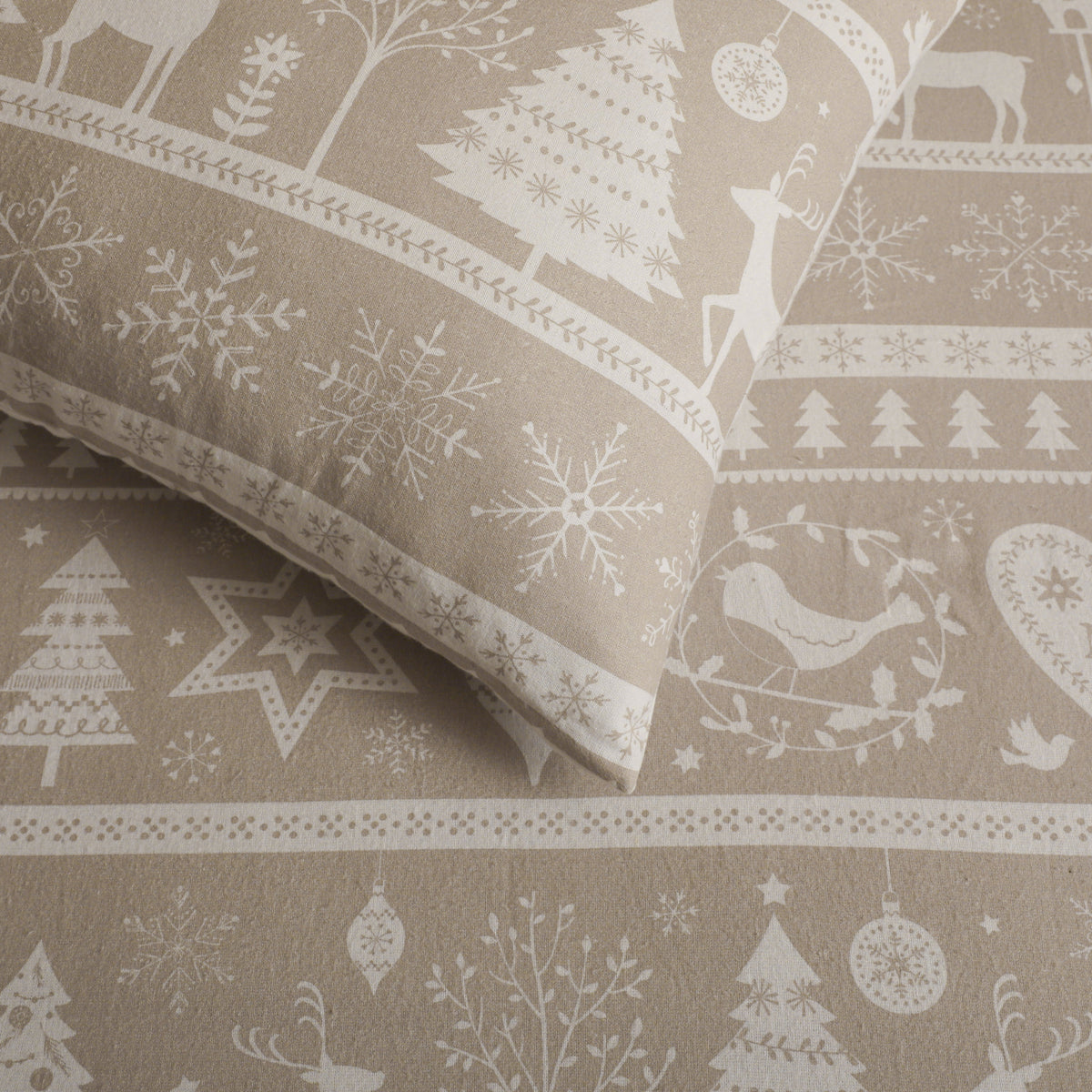 Festive Scandi Cream Duvet Cover Set - Festive Scandi Natural Duvet Set King Sterling Home 2