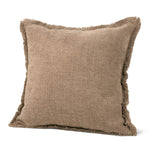Fringed Linen Look Cushion Brown - Fringed Linen Look Cushion Biscuit 43CM Sterling Home 1