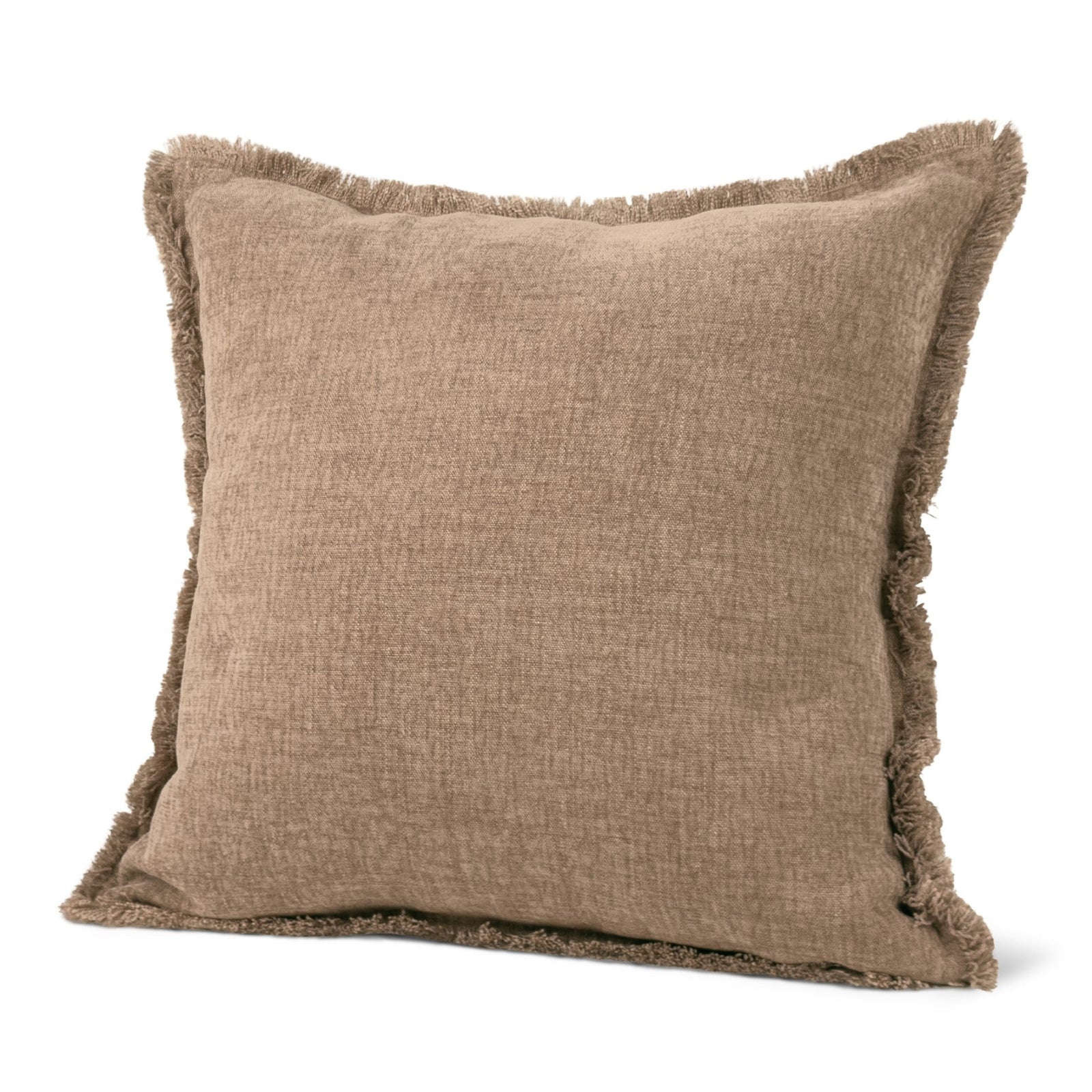 Fringed Linen Look Cushion Brown - Fringed Linen Look Cushion Biscuit 43CM Sterling Home 1