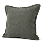 Fringed Linen Look Cushion Grey - Fringed Linen Look Cushion Charcoal 43CM Sterling Home 1