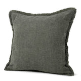 Fringed Linen Look Cushion Grey