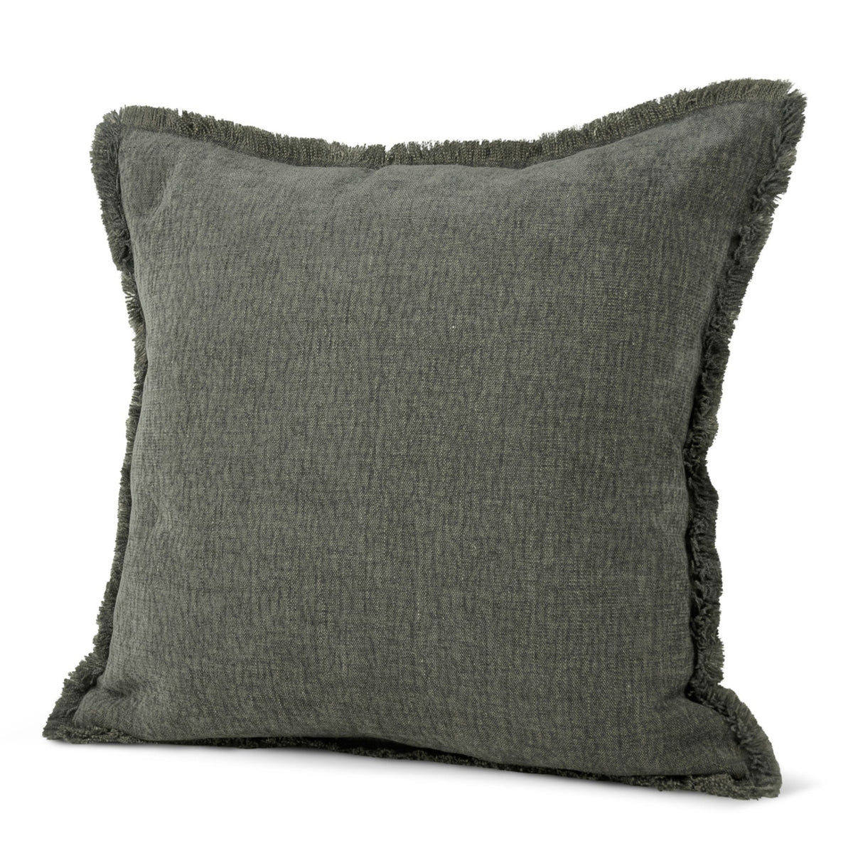 Fringed Linen Look Cushion Grey - Fringed Linen Look Cushion Charcoal 43CM Sterling Home 1