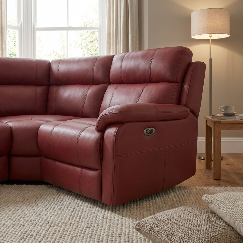 Fara Small Corner Recliner Sofa - Combination 5 2 Corner 1 with 2 Power Recliners Fabric - Left Hand Facing - Power Recliner with USB Corner Sofas Sterling Home 4