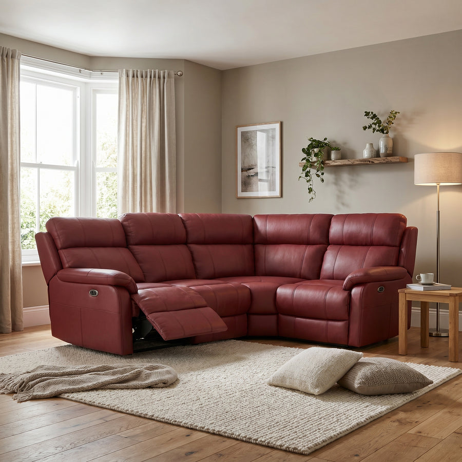 Fara Small Corner Recliner Sofa - Combination 5 2 Corner 1 with 2 Power Recliners Fabric - Left Hand Facing - Power Recliner with USB
