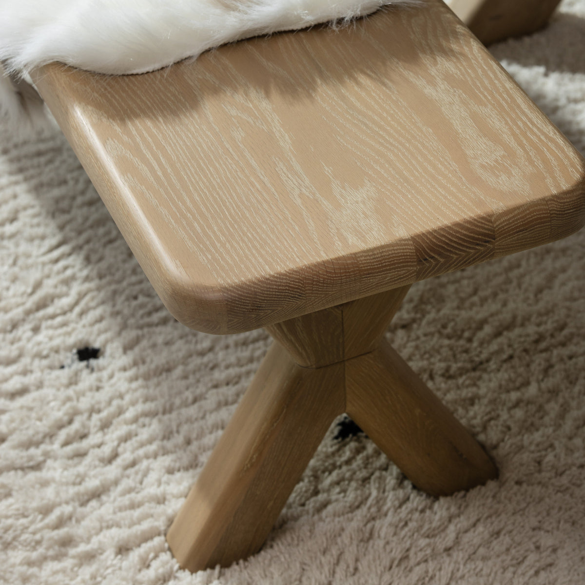 Foundry Solid Oak Large Bench - 220cm Bench Solid Oak